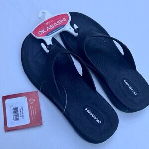 Okabashi Women’s Black Arch Support Non Slip Washable Every Day Sandals Sz M NWT